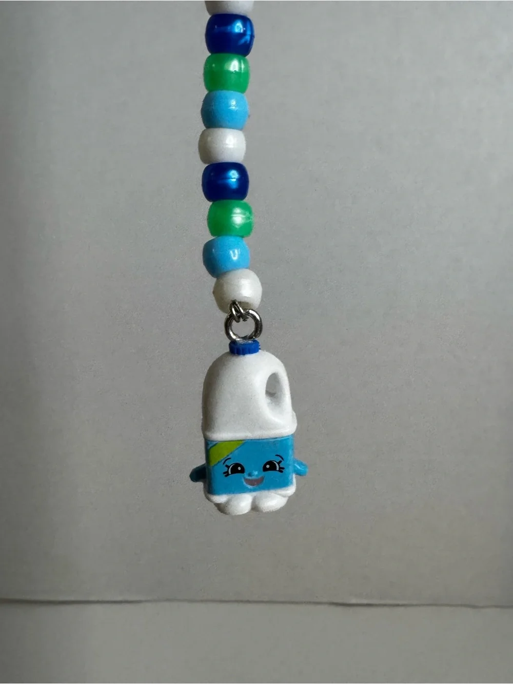 Shopkins Blue, White & Green Beaded Character Charm